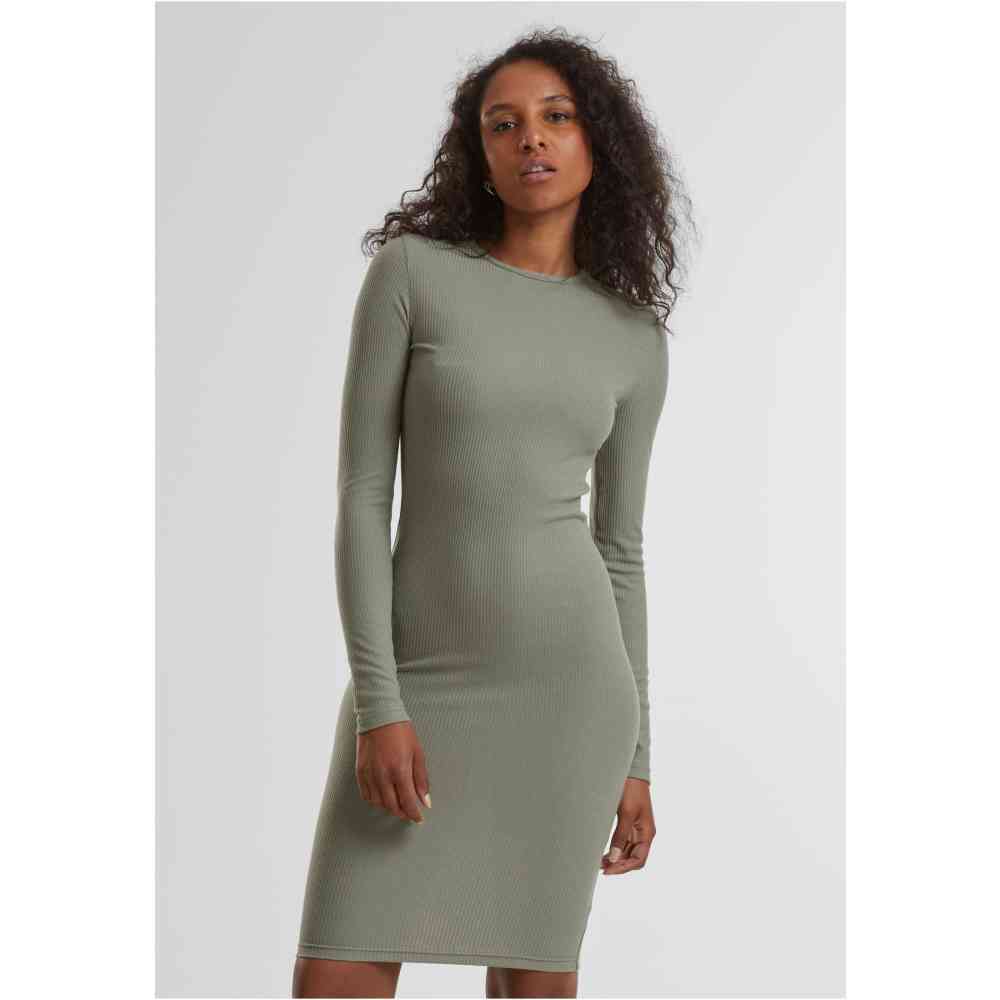 Urban Classics - Rib Bleistift kleid - Olivgrün